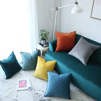 Šiuolaikinė sofa-lova, didelis grotelių užvalkalas vientisos spalvos deimantų aksomo aikštėje užvalkalas pagalvių užvalkalus dekoratyvinis dekoratyvinis pagalvės