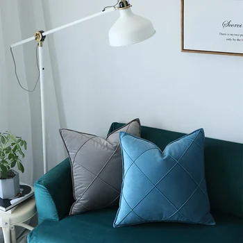 Šiuolaikinė sofa-lova, didelis grotelių užvalkalas vientisos spalvos deimantų aksomo aikštėje užvalkalas pagalvių užvalkalus dekoratyvinis dekoratyvinis pagalvės