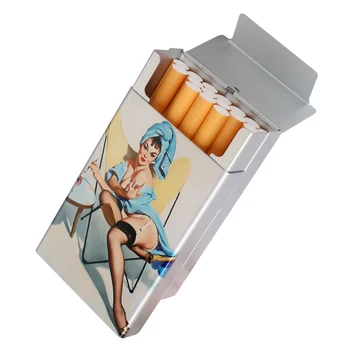 Sexy Mergina Klasikinis Išvestinių finansinių priemonių Mada, Tapyba Metalo Aliuminio Lydinio Cigarečių Atveju Dūmų Lauke Pasirinktinius Nuotraukų Spausdinimo LOGO