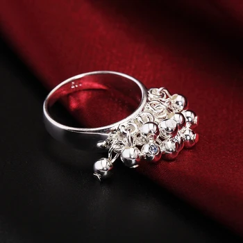 Mados mados Vestuvių Sidabro spalvos žiedas karoliukai pakabukai MOTERIMS Lady sidabro spalvos, mielas Žiedas papuošalai, sužadėtuvių R016 ŽENKLAS ,