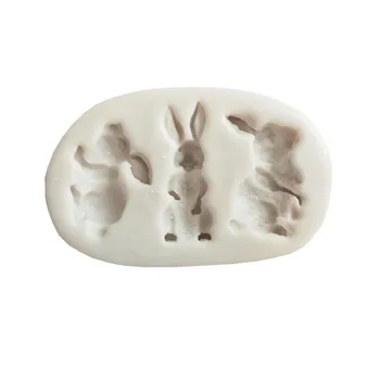 3D Triušis Easter Bunny Minkštas Silikoninis Pelėsių Apdailos Priemonė Šokoladinis Pyragas Gumpaste Pelėsių Minkštas keramikos Virtuvės maisto ruošimo Įrankiai
