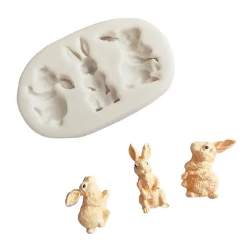 3D Triušis Easter Bunny Minkštas Silikoninis Pelėsių Apdailos Priemonė Šokoladinis Pyragas Gumpaste Pelėsių Minkštas keramikos Virtuvės maisto ruošimo Įrankiai