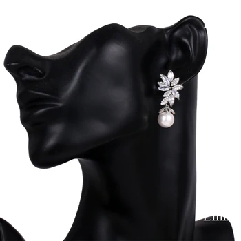 Emmaya Naujas Elegantiškas Stilius Lapų Formos Su Gryno Perlo Auskaru Simetriškus Apdailos Vestuves Moterų Mados Juvelyrika