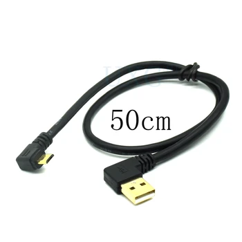Aukso 15CM 50cm 100cm trumpas 90 Laipsnių USB 2.0, Mikro USB Male Kabelio Auksą, Padengtą stačiu Kampu Duomenų Sinchronizavimo ir Įkrovimo Extender Švino