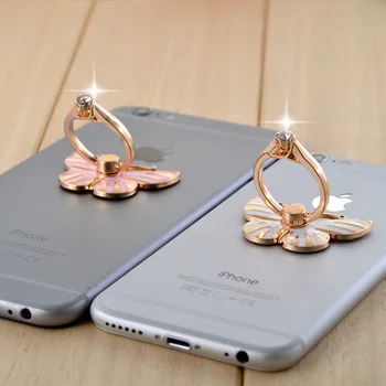 Telefono Stovas su šlapia Danga Piršto Žiedą Paramos Drugelio formos Metalo Mobiliojo Telefono Laikiklis iPhone Samsung