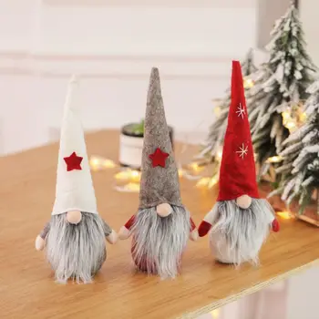 Pliušinis Santa Gnome Lėlės Kalėdų Darbastalio Ornamentu Kalėdos Juostoje Namuose Parduotuvė Apdailos Kalėdų Šiaurės Elf Statulėlės Atostogų Dovanų