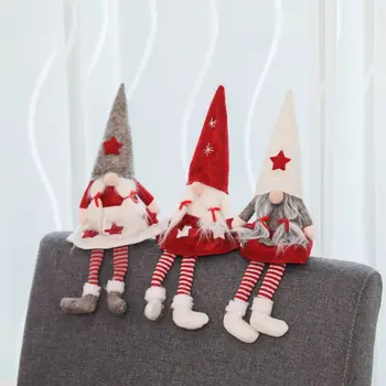 Pliušinis Santa Gnome Lėlės Kalėdų Darbastalio Ornamentu Kalėdos Juostoje Namuose Parduotuvė Apdailos Kalėdų Šiaurės Elf Statulėlės Atostogų Dovanų
