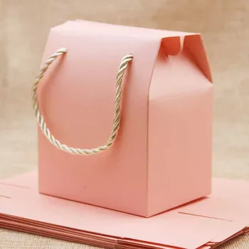 1lot=5vnt dramblio kaulo dovanų Popieriaus Maišelį su rankena, rožinė rankena vestuvių Pakavimo Dėžės alyva Dovanų Dėžutė su rankena kraft riešutai pakuotės dėžutė