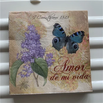 Dekupažas lentelė popierinės servetėlės elegantiškas audinio derliaus rankšluostį gėlių drugelis antspaudu, gimtadienis, vestuvės namo gražus dekoro 20