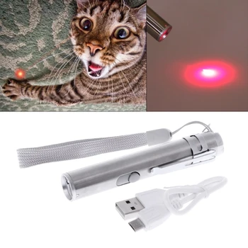3 1. Katė LED Chase Žaislai Lazerinis Žymeklis Parkeris USB Įkraunamas Žibintuvėlis, Tušinukas