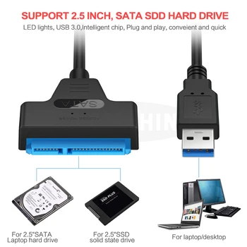 USB 3.0 Adapteris Adekvačius 2.5 Colio Išorinis SSD HDD Kietąjį Diską 22 Pin Sata III Kabelis Sata USB Kabelis Sata Į Sata USB 3.0 Adapteris