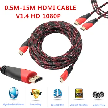 1.5 FT-50FT Vyrų Vyrų 0,5 M-3M Neprivaloma Premium HDMI compatibCable 1.4 V HD High Speed 3D 1080P HDTV Ethernet Už PS4 XBOX