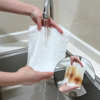 2VNT Natūralaus bambuko pluošto sutirštės skudurėliu virtuvės šveitimo padas baltas patiekalas rankšluostį lengva valyti vonios kambarys skudurai dishcloth