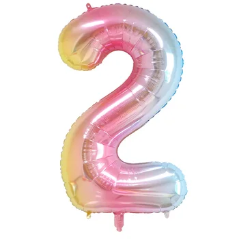 16/32/40 colių Numeris Folija Balionas Didelis Vaivorykštė Rose Gold Silver Digital Balionus, gimtadienio dekoro vaikams Baby Shower Prekes