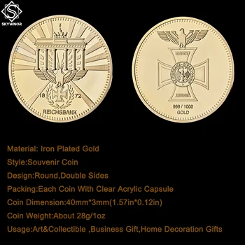 1872 Vokietijos Erelio Kryžiaus Reichsbank 999/1000 Aukso Aukso Direktorium Metalo Erelis Monetas