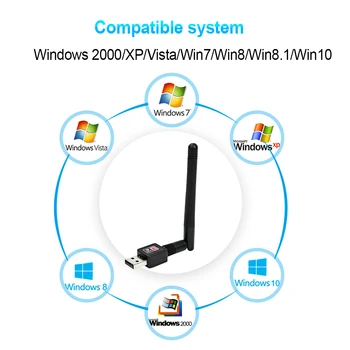 TEROW Belaidžio WiFi Tinklo plokštė 150M USB 2.0 802.11 b/g/n LAN Antenos Adapteris su Antena Nešiojamas KOMPIUTERIS Mini Wi-fi Dongle