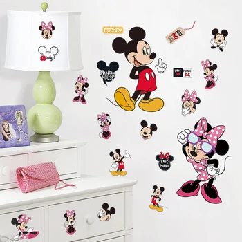 Disney Mickey Minnie Mouse Kūdikių Sienų Lipdukai Vaikams, Kūdikio Kambario, Miegamojo Aksesuarų, Meno ir Pramogų Parką 