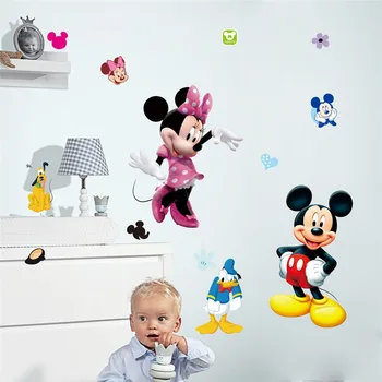 Disney Mickey Minnie Mouse Kūdikių Sienų Lipdukai Vaikams, Kūdikio Kambario, Miegamojo Aksesuarų, Meno ir Pramogų Parką 