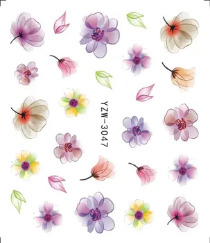 Karšto Dizaino 3d/Vandens Violetinė Gražių Gėlių Lipdukas Nagų Dailės Lipdukas Nagų Folijos 