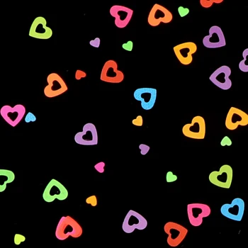 1Bag Saldus Meilė Širdies formos Nagų Blizgučiai Mišrios Spalvos Nagų Fluorescencijos Blizgučiai 3D Dribsnių Skiltelės Meno Reikmenys