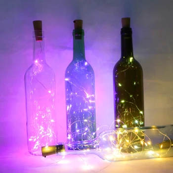 LED Vyno Butelis Žibintai 2M 20LEDs Kamštienos Formos Varinės Vielos, Spalvinga Mini String Žibintai Patalpų Lauko Vestuvių, Kalėdų Žiburiai