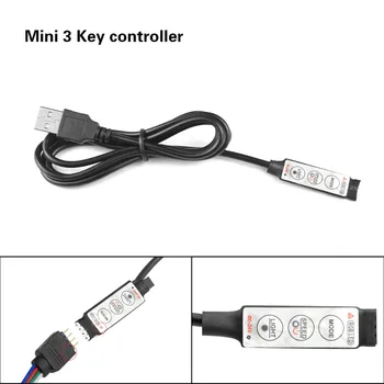 DC 5V USB LED RGB Juostos Valdiklis 3Keys Dimeris / 24Key IR Remoter / 17Keys RF Wireless Remoter Kontrolės 2835 5050 šviesos Juostelės