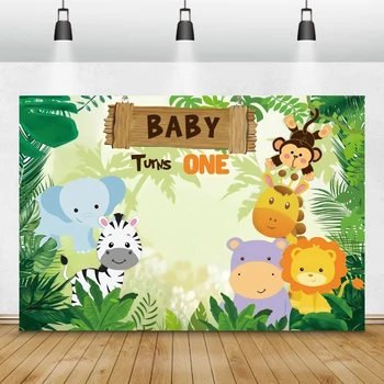 Animacinių Filmų Džiunglės Safari Gimtadienio Baby Vaikų Photozone Šeimos Šaudyti Plakato, Fotografijos Fonas Foto Fono Foto Studija