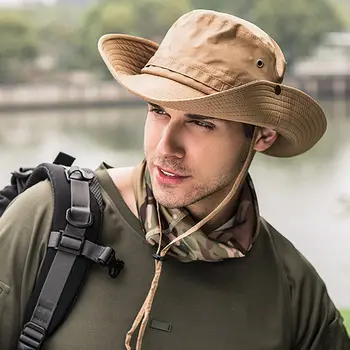 2020 Karinis Panamos Safari Boonie Saulės Skrybėlės Bžūp Vasaros Vyrai Moterys Kamufliažas Kibiro Kepurę Su Virvele Žvejo Kepurė