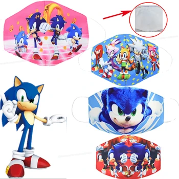 Sonic Kaukė Vaikams Medvilnės Veido Kaukė Anti-Dulkių Ežys Veido, Burnos Daugkartinio Naudojimo Kvėpuojantis Apsaugos Vaikams, Vaikas Animacinių Filmų Kaukės