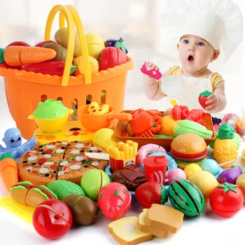 Vaikų virtuvės žaisti namuose žaislas daržovių, duonos, žuvies supjaustyti, supjaustyti vaisių vaikų švietimo žaislai