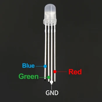 100vnt Spalvotų 4pin 5mm RGB Led Diodų Šviesos Lempos Tricolor Turas Bendro Anodo LED F5 Šviesos Diodų Raudona Žalia Mėlyna