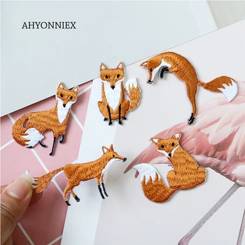 AHYONNIEX 1 vnt Išsiuvinėti Mielas Fox Lopai, Drabužiai, Krepšiai, 