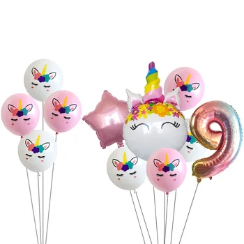 11pcs Vienaragis 7pcs gimtadienio balionai nustatyti mergytę 1 2 3 4 5 6 7 8 9 metų amžiaus Skaičių balionų dekoracijas, Gimtadienio globos