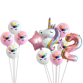 11pcs Vienaragis 7pcs gimtadienio balionai nustatyti mergytę 1 2 3 4 5 6 7 8 9 metų amžiaus Skaičių balionų dekoracijas, Gimtadienio globos