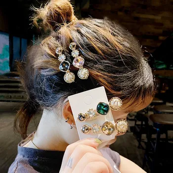 Korėjos Plaukų Įrašą Moterų 2019 Bižuterijos Kristalų Geometrinis Raundo Aukso Žiburių Elegantiškas Galvos Accesorios Mujer Tiara Dovanų Šalis