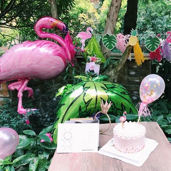 Vestuves Dekoro Flamingo Vasarą Šalies Prekių Palmių Lapų Žalia balionai, konfeti Havajai Gimtadienio dekoro Ananasų Balionas