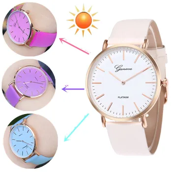 Karšto Pardavimo Mados Moterų Laikrodžiai Thermochromic Ponios Žiūrėti Paprasta Skalė Kvarco Moterų Laikrodis Reloj Mujer