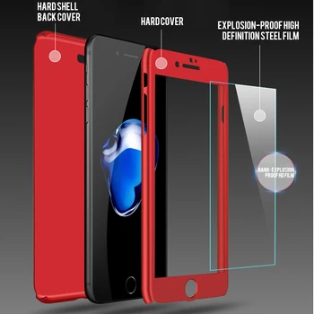 360 Visiškai Padengti Telefono dėklas Skirtas iPhone 8 6 6S 7 Plius 5 5s SE Apsauginis Dangtelis Skirtas iPhone 7 8 Plius 11 Pro XS MAX XR Atveju Su Stiklo