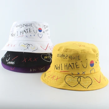 2020 Harajuku Mados Spausdinti Kibirą Skrybėlės Žvejybos Lauko Hip-Hop Kepurės Vyrams Vasaros Žvejys Skrybėlę, Moteris
