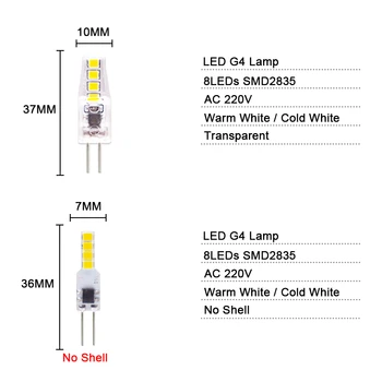 10VNT led lemputė g4 cob 3W Lemputė AC 220V AC12V g4 led lempos SMD2835 Dėmesio Liustra Apšvietimo Pakeisti 30w 40 W Halogeninės Lempos