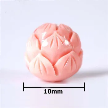 15vnt/daug Pink Coral Shell 10mm Raižyti Lotus Karoliukai, Metalinės Buda Karoliukų Apyrankės Karoliai, Papuošalai Padaryti DIY Priedai