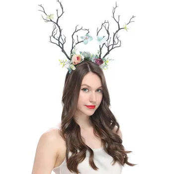 Ponios Gotikos Filialas, Gėlių Ekrano Užsklandą Kalėdos Tika Kostiumas Hairband Foto Rekvizitai Cosplay Galvos Suknelė Kalėdų
