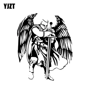 YJZT 12.3*15CM Gražus Warrior Knight Angelas Decal Juoda/Sidabrinė, Apimantis Kūno Silhoutte Automobilių Lipdukas Vinilo C20-1568