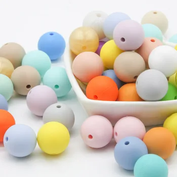 Mielas-idėja 12mm kūdikių produktų, kramtyti Kramtyti 50pcs, maisto kokybės Silikono granulės ,spalvinga kramtomoji grandinės Kūdikių žaislas