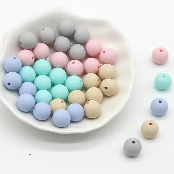 Mielas-idėja 12mm kūdikių produktų, kramtyti Kramtyti 50pcs, maisto kokybės Silikono granulės ,spalvinga kramtomoji grandinės Kūdikių žaislas