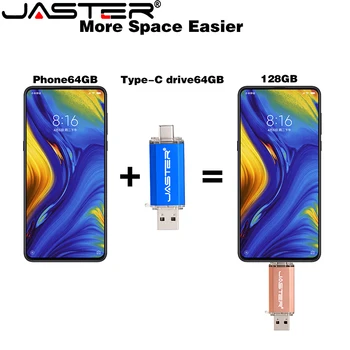 Tipas-C Išmaniųjų Telefonų USB 2.0 Flash Drive, 8G 16GB 32GB 64GB 128GB Metalo Pen Drives Didmeninė LOGOTIPĄ Memory Stick Realias galimybes