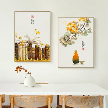Japonijos Kraštovaizdžio Plakato spauda Valtis Žibintų Lapai Drobės Tapybos Sienos Meno Kinijos Nuotraukos Kambarį Šiuolaikinio Namų Dekoro