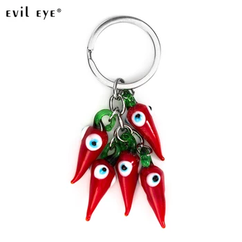 Evil Eye Naujas Mados Stiklas, Raudonas Mažas Pipirai Formos Keychain Su Mėlyna Akių Kaip Kalėdinių Draugas EY5267