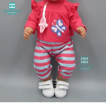 Kūdikių drabužiai tinka 43 cm new born lėlės priedai Sky blue marškinėliai šortai su žindukas