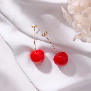 2020 Naujas korėjiečių baudos Derva, saldžiųjų vyšnių Vaisių modeliavimo Moterų auskarai sutartis elegantiškas mielas mados Lašas auskarai vyresnysis